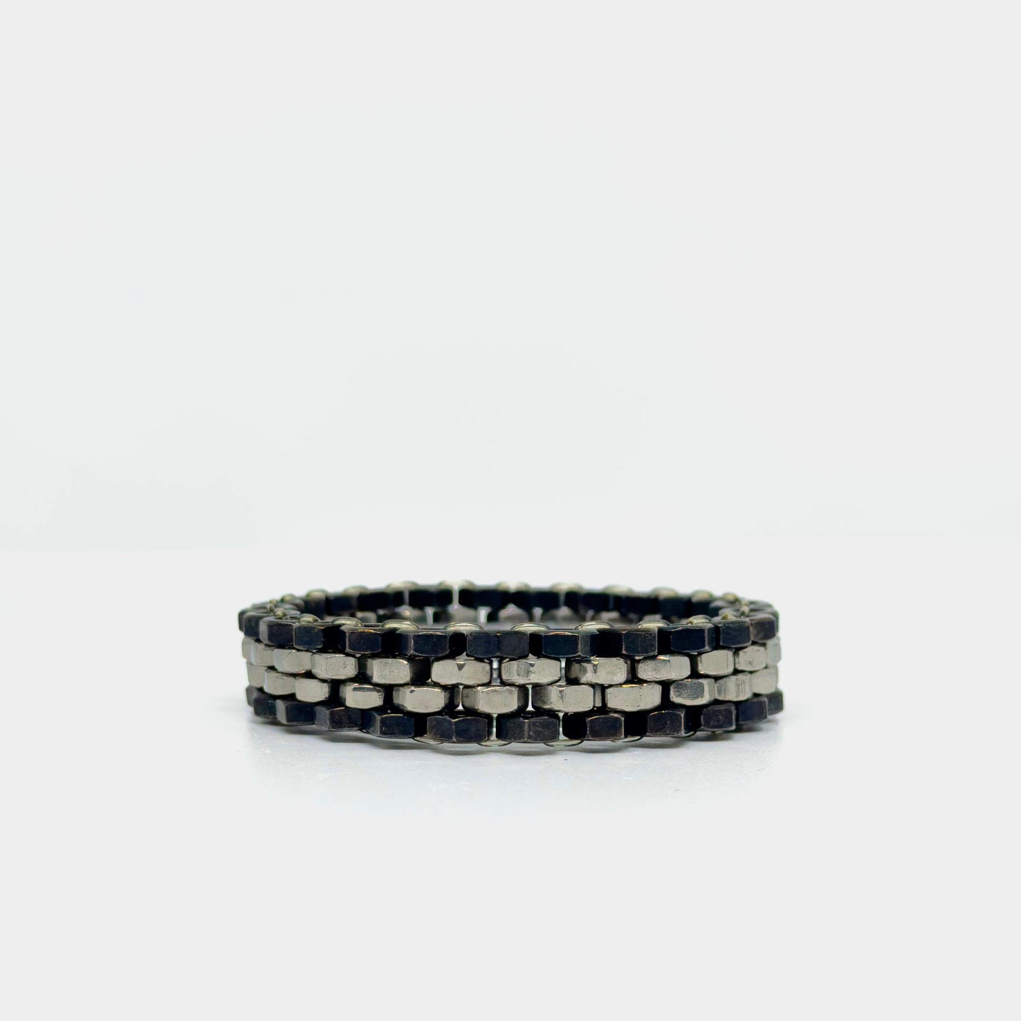 Silver black men bracelet