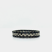 Silver black men bracelet