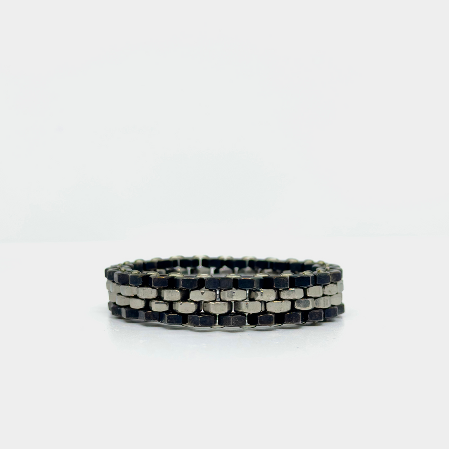 Silver black men bracelet