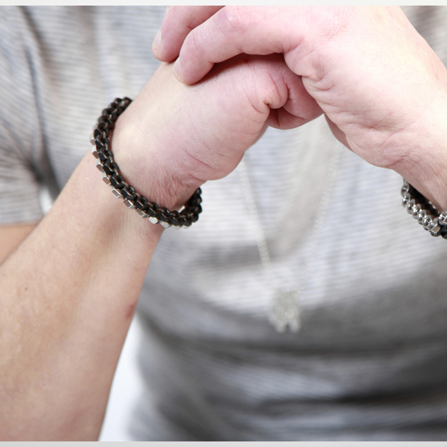 Minimal black silver bracelet