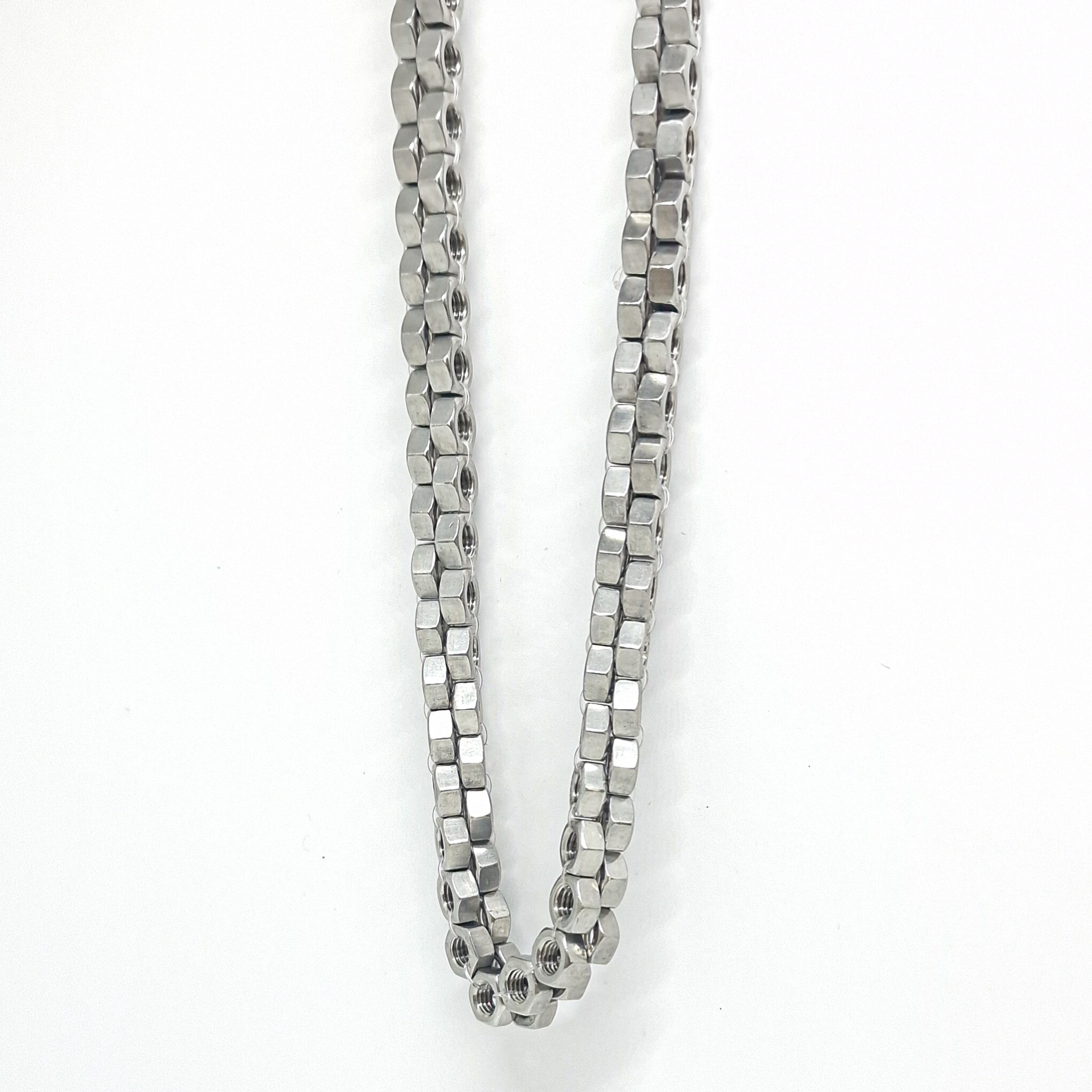 Unique metal necklace in silver