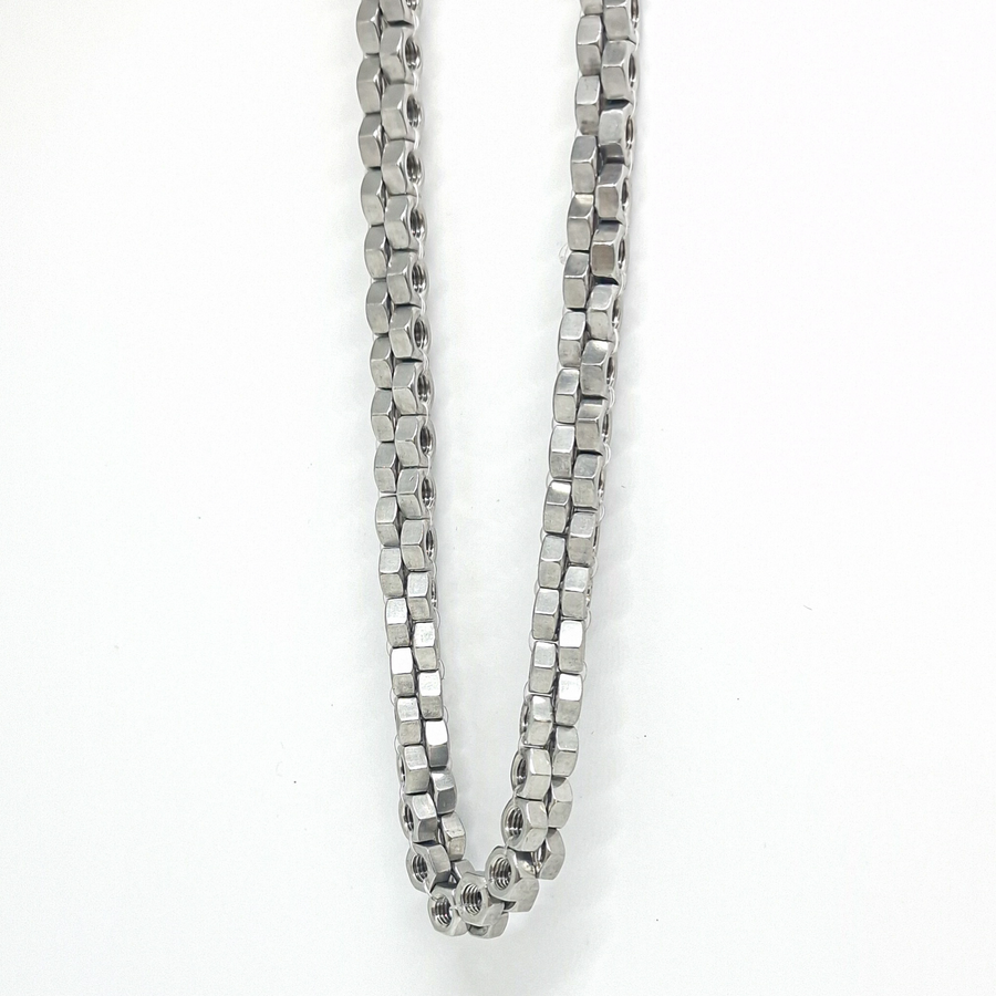 Unique metal necklace in silver