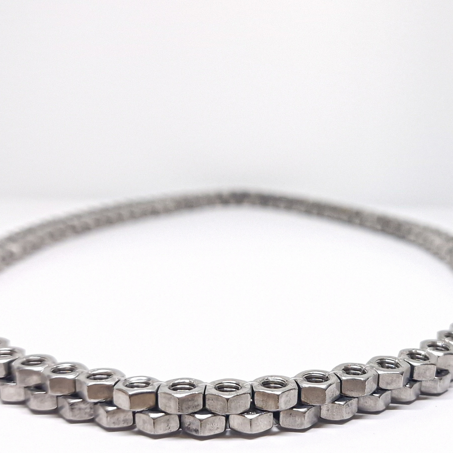 Unique metal necklace in silver