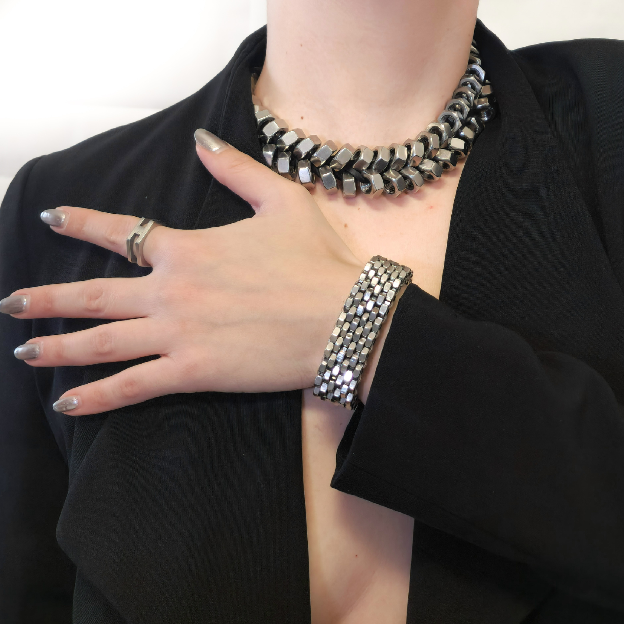 Statement bold stainless steel necklace