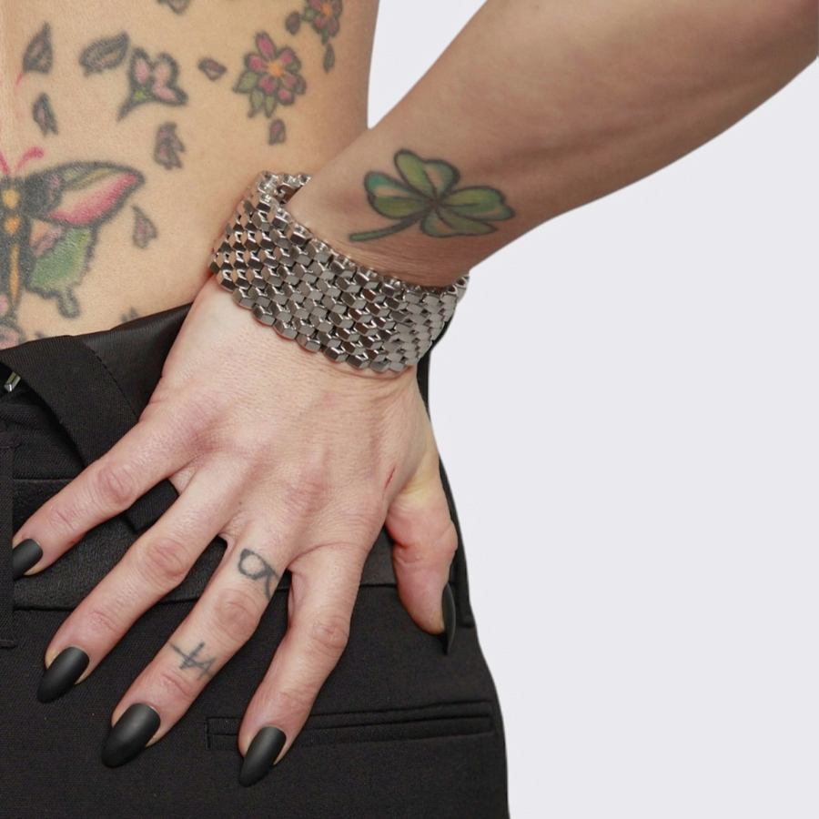 Statement silver cuff bracelet