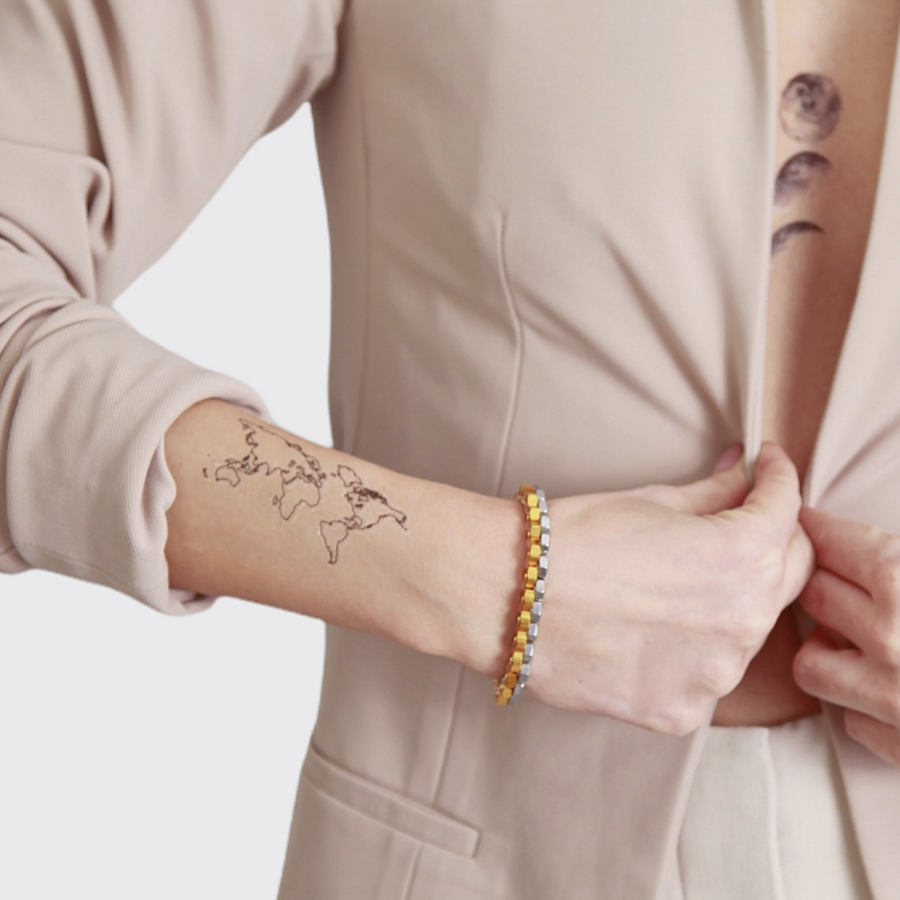 Modern minimal yellow silver bracelet