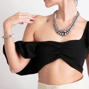 Statement nuts and bolts necklace in silver
