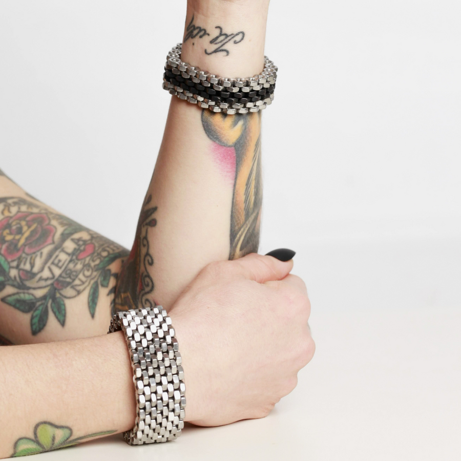 Statement Black Silver Bracelet