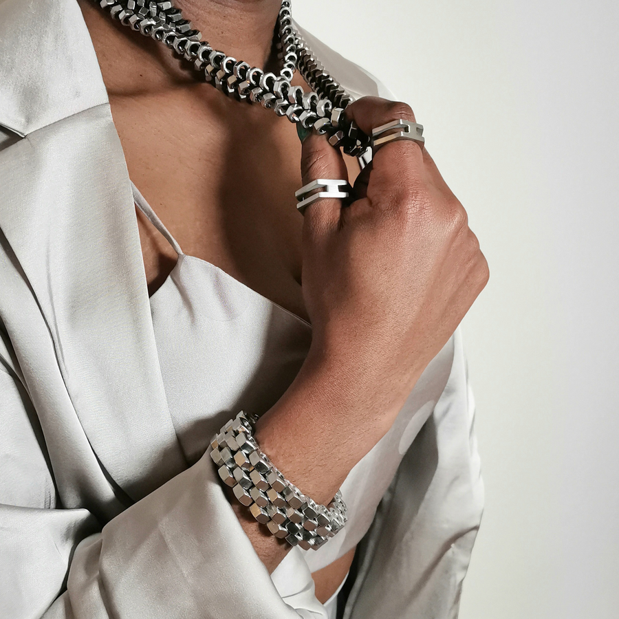 Hardware silver stainless steel bracelet