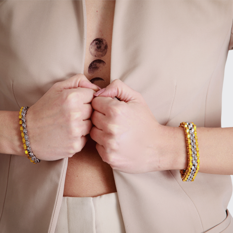 Modern minimal yellow silver bracelet