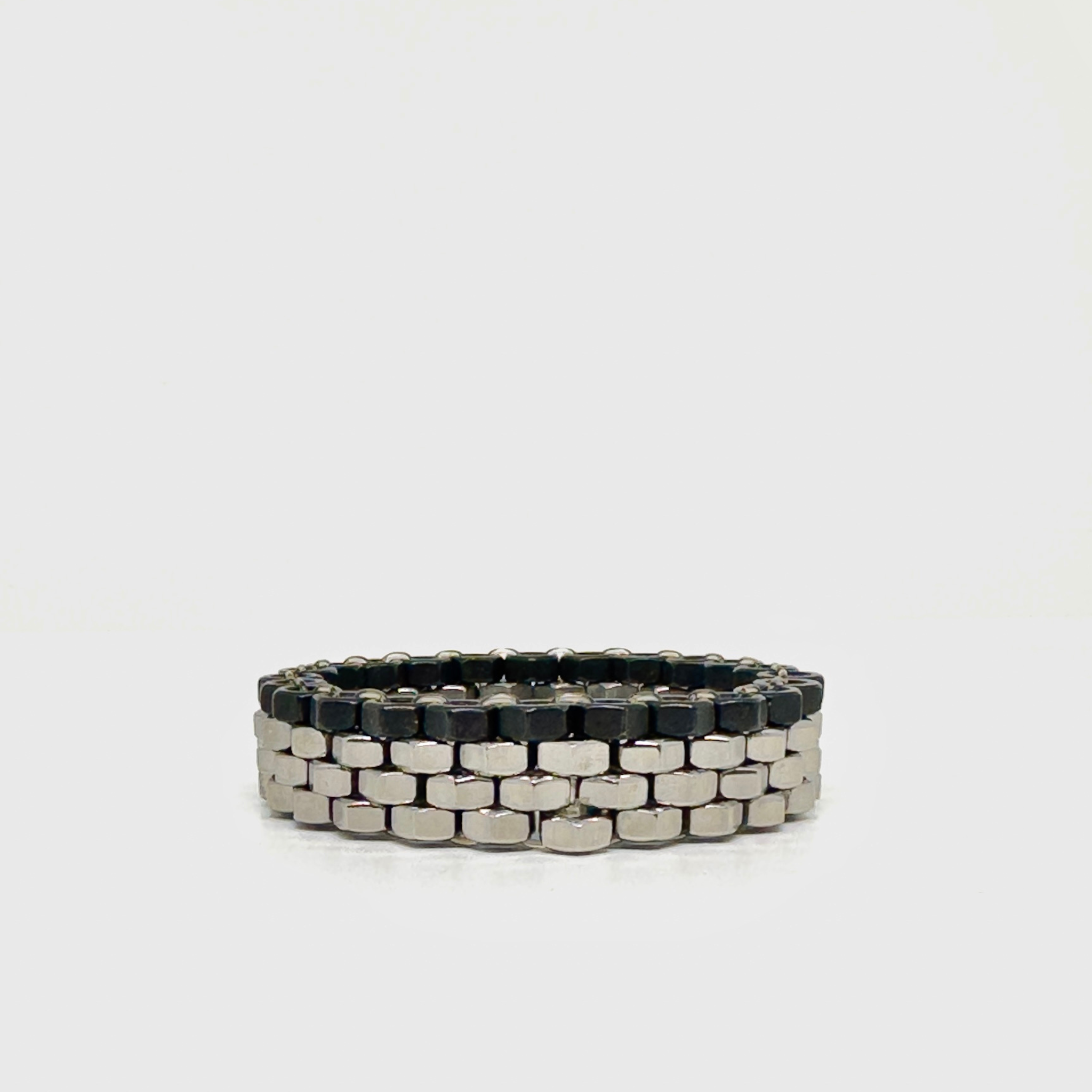 Men modern black silver bracelet