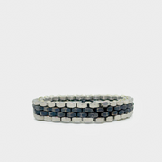 Contemporary black silver men bracelet