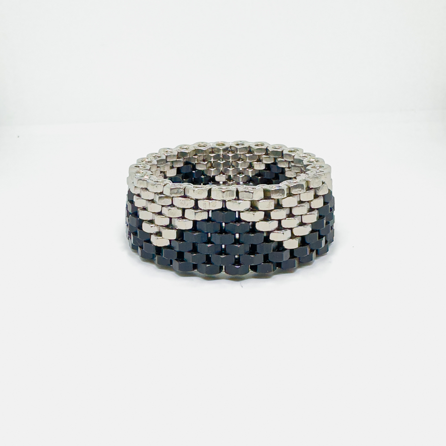 Chunky black silver cuff