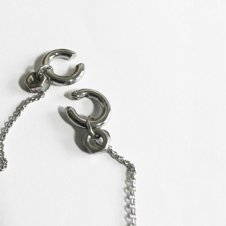 Industrial chic silver earcuff