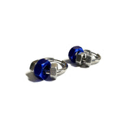 Stainless steel hoops with blue and silver hex nuts