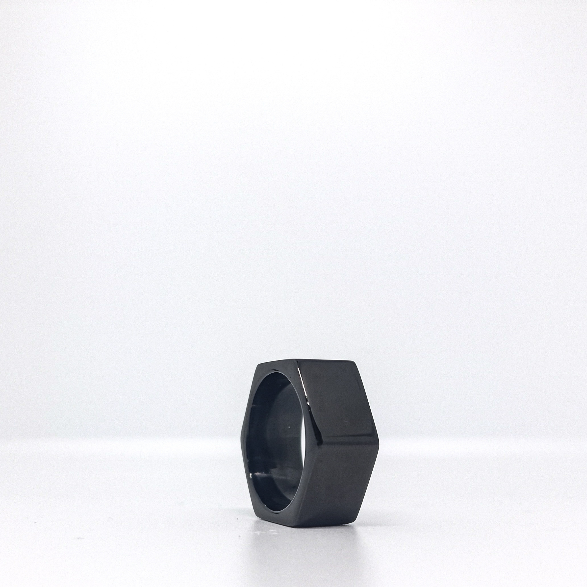 Sustainable stainless steel ring. Handcrafted statement black jewellery Stainless steel unisex ring